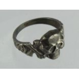 Inter War German Frie Korps-Early SS Solid Silver Ring.