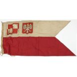 Poland a Free Polish Airforce flag, about 5 feet long, marked London 1942 etc, service wear.