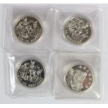 China (4) silver 'inventions' 3 Yuan 1992: 3x paper making, and 1x coinage, BU in capsules.