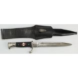 German Hitler Youth fighting knife, an interesting variant, slimmer blade, sharpened, in cut down