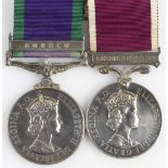 CSM QE2 with Borneo clasp (22171213 S.Sgt J W Kite RA), mounted with QE2 Regular Army LSGC Medal (