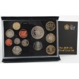 Royal Mint: The 2009 UK Proof Coin Set (black leather) including Kew Gardens 50p; FDC, a tiny bit of