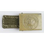 German 3rd Reich Africa Korps belt buckle with Tropical tab, buckle maker marked 'oLc'.
