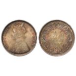 India silver Half Rupee 1862(c) Type C bust, Type II reverse; KM# 472, choice toned AU