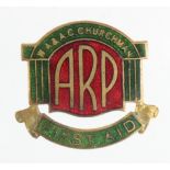 Ipswich interest - W.A & A C Churchman First Aid ARP, enamelled pin badge, maker marked to