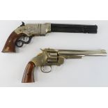 Pistols: two "Wild West" Model pistols, full size & weight. Model of a Smith & Wesson Schofield,