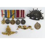 Miniature medal group mounted as worn 1914 Star + bar, BWM & Victory Medal + MID, GV Army LSGC Medal