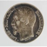 France, Louis-Napoleon silver 5 Francs 1852A, toned VF, edge knock.