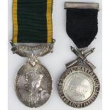 Efficiency Medal GV Crowned with Territorial clasp (3305069 Pte J Mains 7-H.L.I.). With an