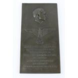 German Adolf Hitler bronze plaque in memory of the completion of the chancellery of the third