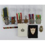 Group - 1939-45 Star, Africa Star, Italy Star, Defence & War Medals, Efficiency Medal GVI with