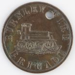 Fire Brigade - old Victorian? Burnley Fire Brigade large copper Token / Pass (attendance at a fire