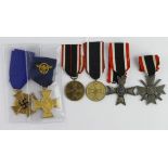 German 3rd Reich medals various - Merit Cross maker marked '19', Merit Cross with Swords, Merit