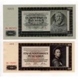 Bohemia & Moravia (2), 1000 & 500 Korun dated 1942, II Auflage (2nd issue), these the issued notes