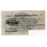 Christchurch & Wimborne Bank 1 Pound dated 1825, serial No. 13325 for Dean, Clapcott, Quartley & Co.