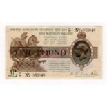 Warren Fisher 1 Pound (T34) issued 1927, Great Britain & Northern Ireland issue, serial U1/89 873840