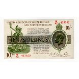 Warren Fisher 10 Shillings (T33) issued 1927, LAST SERIES 'W' prefix, serial W/42 423052, Great