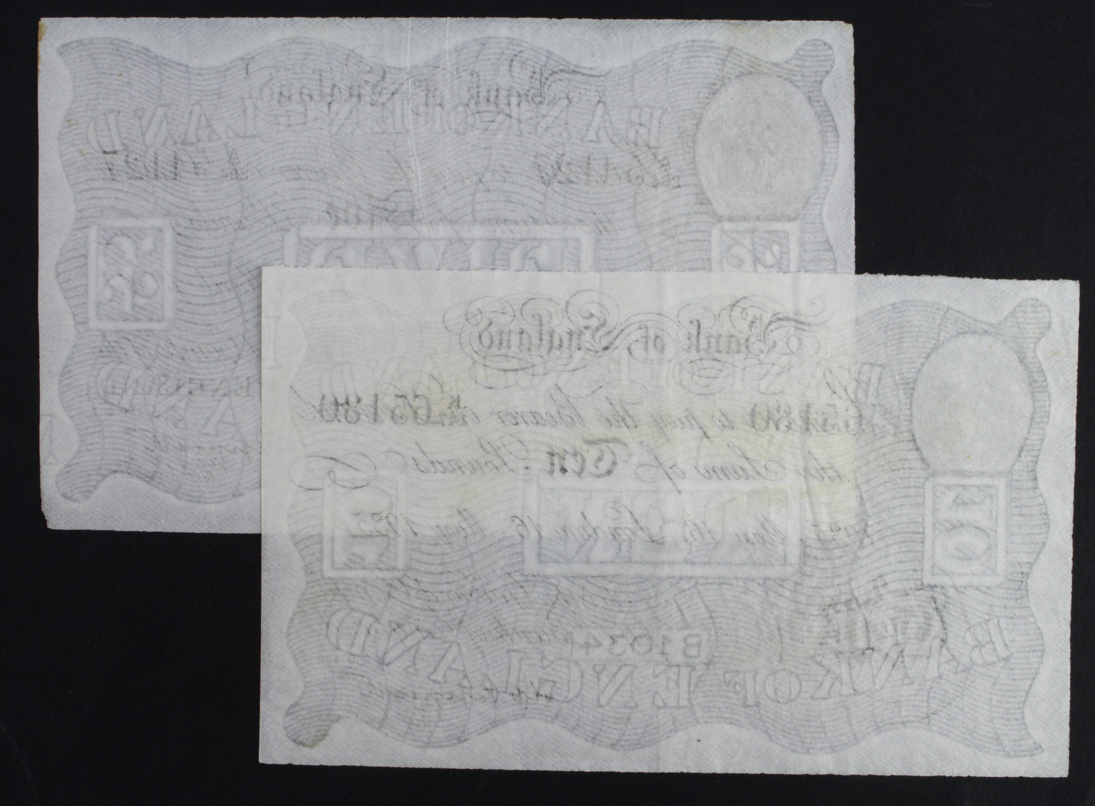 Peppiatt BERNHARD notes (2), 10 Pounds dated 16th May 1935 serial K/147 65180, VF+, 5 Pounds dated - Image 2 of 2