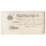 Bath, Union Bank Bath 1 Pound for Richd. Thos. Crowe Wm. Foden Holt, Ludlow Holt & Co., unissued