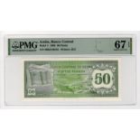 Aruba 50 Florin dated 1986 serial no. 0602726544 (TBB B104, Pick4) in PMG holder graded 67 EPQ