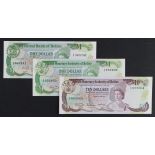 Belize (3), 10 Dollars dated 1st June 1980, Queen Elizabeth II portrait at right, serial P/3