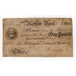 Retford Bank 1 Pound dated 1807, serial No. A121 for Pocklington,Dickinson, Hunter & Co. (