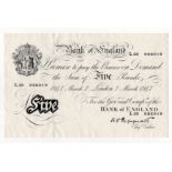 Peppiatt 5 Pounds (B264) dated 7th March 1947, serial L59 086019, London issue on thin paper (