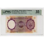 British Military Authority 1 Pound issued 1943, serial 40S 294782 (PickM6a) in PMG holder graded