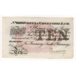 Warwick & Warwickshire Bank 10 Pounds dated 1st January 1887, serial No. L2274 for Greenway, Smith &