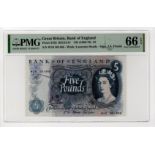 Fforde 5 Pounds (B312) issued 1967, serial W10 381488 (B312, Pick375b) in PMG holder graded 66 EPQ