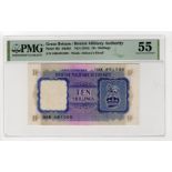 British Military Authority 10 Shillings issued 1943, serial 04K 481508 (PickM5) in PMG holder graded