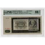 Bohemia & Moravia 1000 Korun dated 1942, II Auflage (2nd issue) perforated SPECIMEN, serial Db