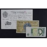 Bank of England & Scotland (3), Peppiatt 5 Pounds dated 10th March 1945, serial H63 008891, Page 1