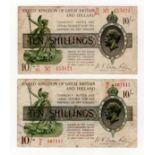 Warren Fisher (2), 10 Shillings (T26) issued 1919, serial G/81 453021, No. with dash (T26,