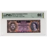 Belize 2 Dollars dated 1st January 1976, Queen Elizabeth II portrait at right, serial B/1 664803 (