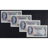 O'Brien 5 Pounds (B280) issued 1961 (4), Lion & Key, two consecutively numbered pairs, serial J79