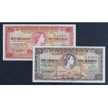 Bermuda (2), 10 Shillings and 5 Shillings dated 1st May 1957, serial Q/1 421971 (TBB B120b, Pick19b)