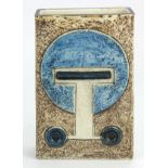 Troika pottery rectangular vase, signed to base 'Troika Cornwall LJ' (Louise Jinks), height 17.5cm