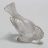 Lalique. A glass sparrow figure, incised signature to base 'R. Lalique', height 95mm approx.