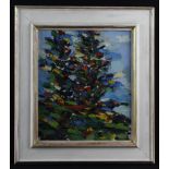 Philip Sutton RA (b.1928)  ‘Fur Trees’ oil on canvas. Bough by the vendor when Philip Sutton was
