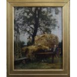 Wingale. Oil on Canvas, titled 'Haycart & Figures', signed by artist to lower right, gallery label