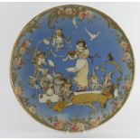 Mettlach. Large German Mettlach plaque / charger, by Heinrich Schlitt, depicting Snow White and