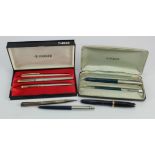 Parker. A group of Parker fountain pens & pencils. (incl. Vacumatic, 51, etc.), plus a silver Yard O