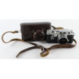 Leica IIIf Ernest Leitz Wetzlar DRP camera (no. 717114), with Summitar f=5cm 1:2 lens (no.