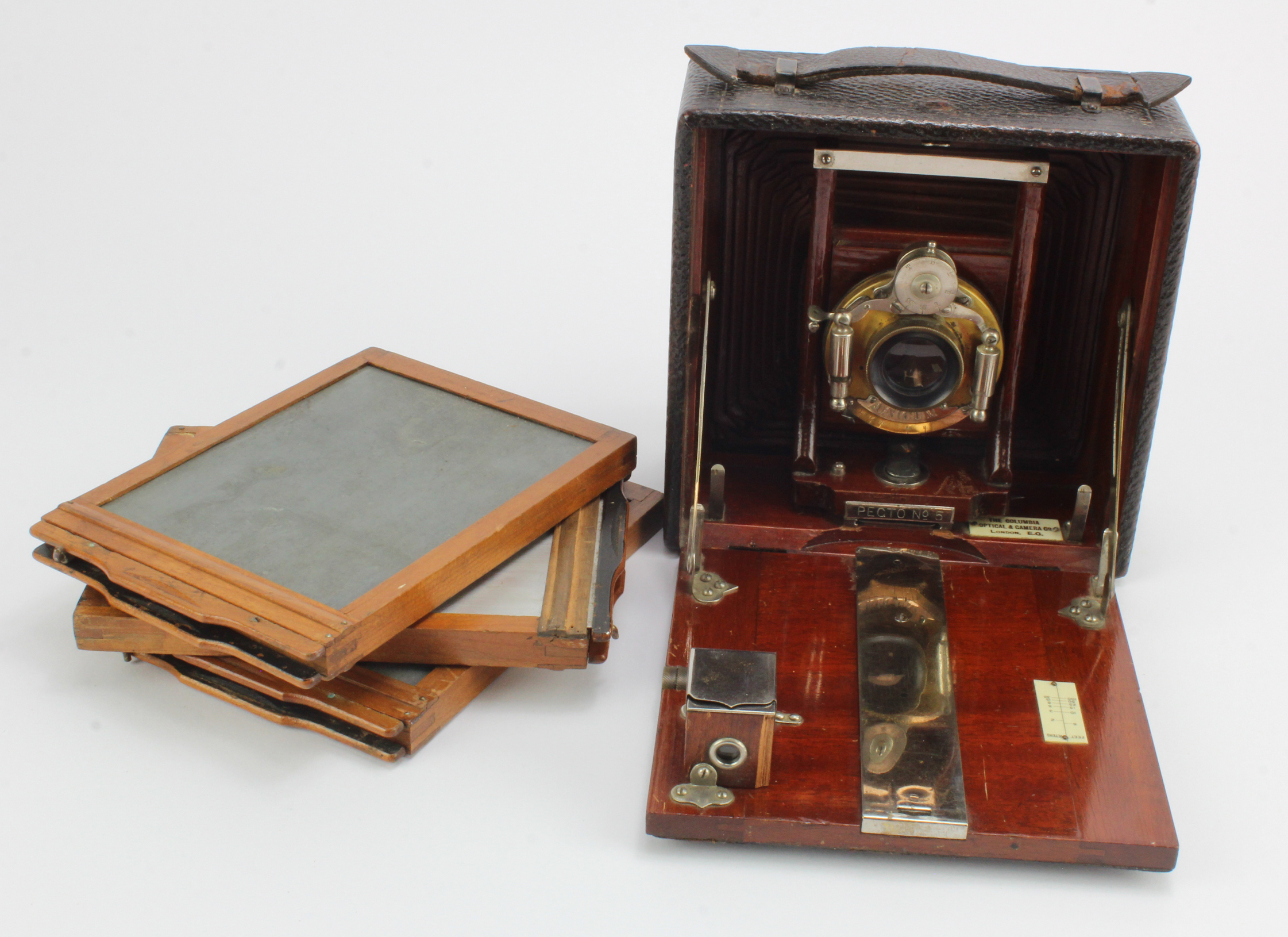 Columbia Pecto no. 5 folding plate camera, with three plates