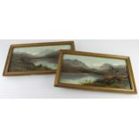 Charles Leslie (1839–1886). Pair of oil on canvases, depicting mountainous landscapes, both signed