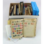 Box of material in several albums, including a few juvenile type collections, otherwise generally