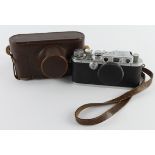 Leica IIIa Ernest Leitz Wetzlar DRP camera body (no. 302030), contained in leather Leica case (