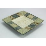 Troika pottery square dish, signed to base 'Troika Cornwall LJ' (Louise Jinks), small chip to rim,