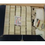 Black flat box crammed with loose cigarette card odds (1000's)